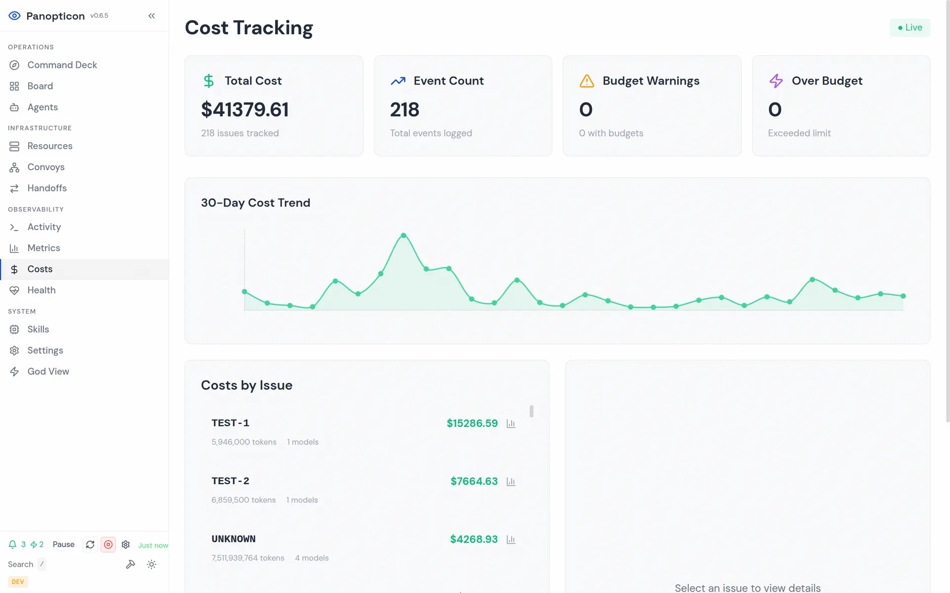 Cost tracking